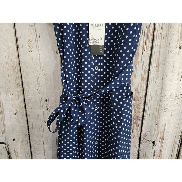 LRN Women's Small MITILLY Women's Summer Boho Polka Dot V Neck Swing Dress NEW - Picture 4 of 7